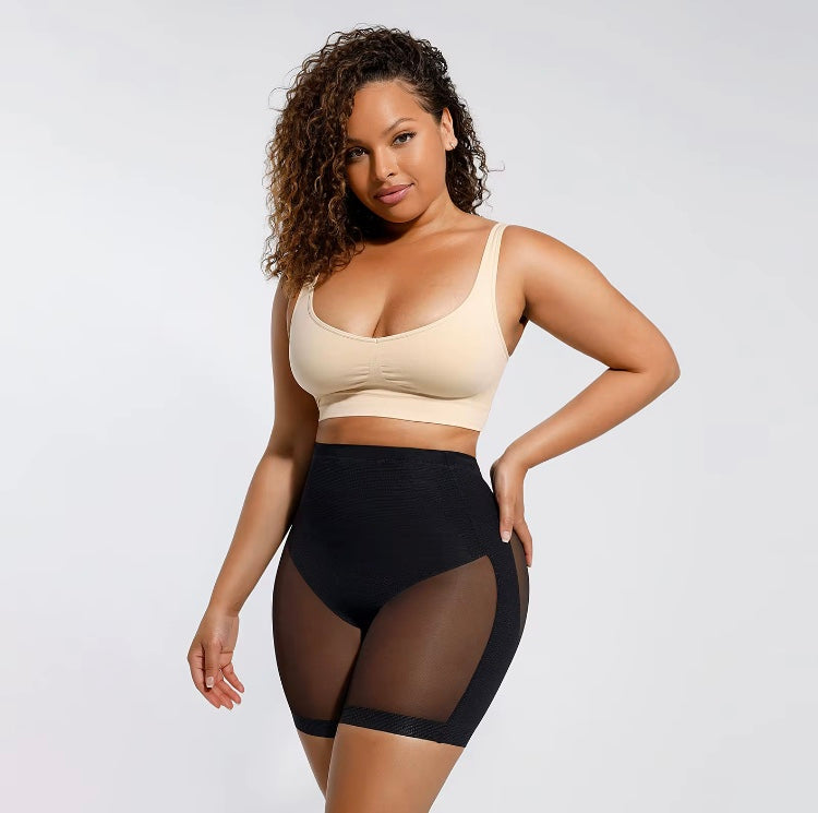 Cuissard Sabine — Short Gainant BBL Taille Mi-Haute Nylon Sculptant