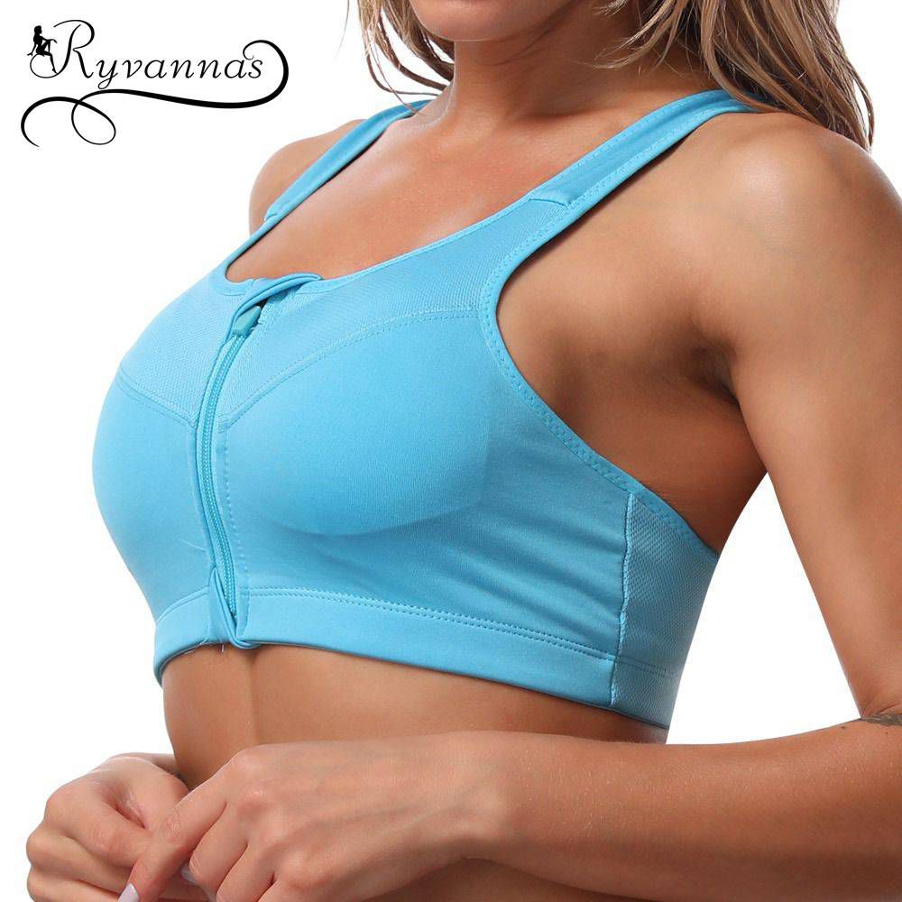Brassière Sport — Soutien-Gorge Fort Impact Fermeture Éclair Bretelles Réglables