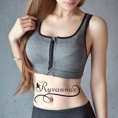 Brassière Sport — Soutien-Gorge Fort Impact Fermeture Éclair Bretelles Réglables